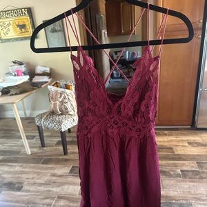 Elegant Lace Burgundy Dress